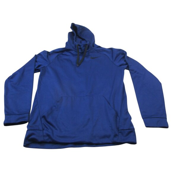Nike Dri-Fit Hoodie Mens Medium Blue Stretch Swoosh Logo Long Sleeve Drawstring - Picture 1 of 8